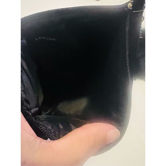 Black Lancome makeup bag with pom pom handle - Picture 3 of 3